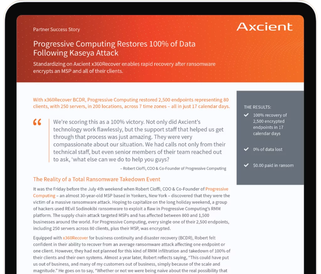 MSP Progressive Computing Kaseya ransomware attack