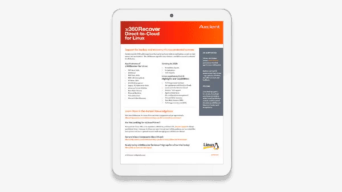 x360Recover for Linux datasheet